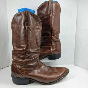 Durango Mens Brown Leather Western Cowboy Boots Pointed Toe Metal Tip Size 10 D
